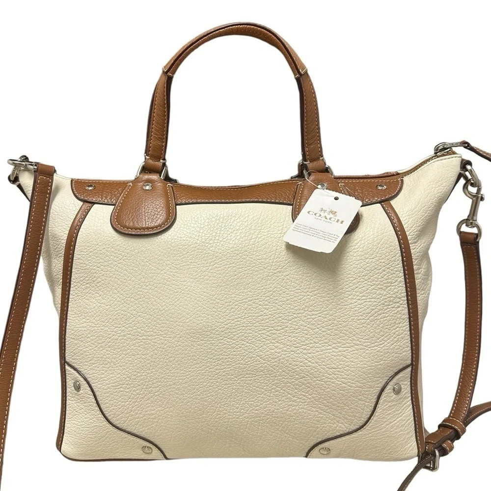 Coach Mickie Satchel in Spectator Leather #F37679 New in Silver/Chalk/Saddle